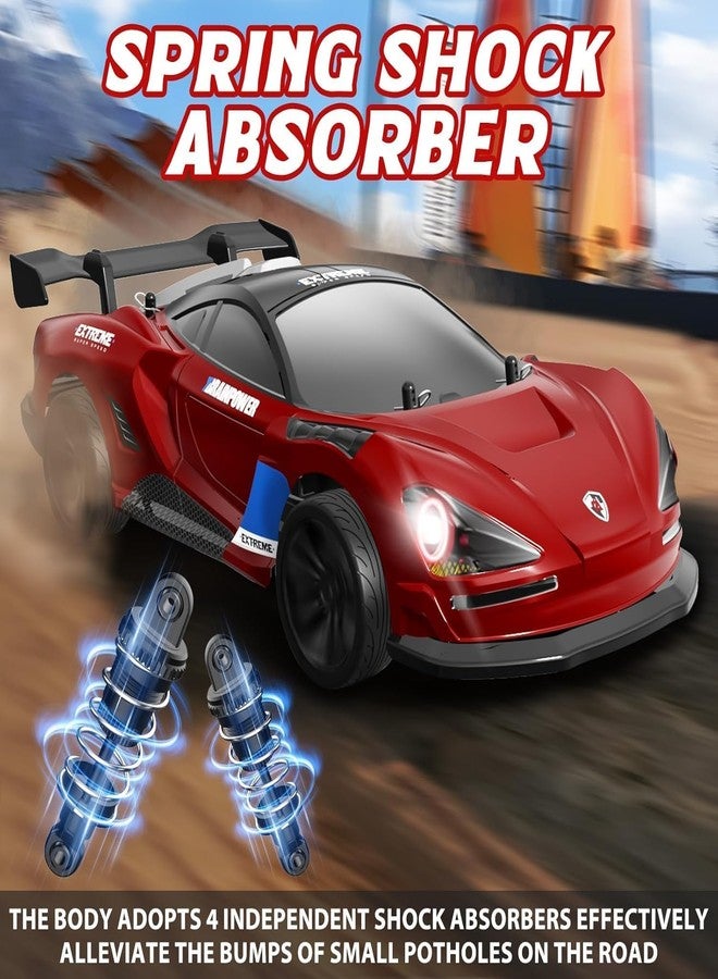 Samtop Rc DriftCar Classic, 1/16 4Wd Racing Car, 35Km/H High Speed Drifting Vehicles Car with Led Lights, 4 Speed Tires, 4 Drift Tires, 2 Batteries, Gift for Kids RED - Image 3