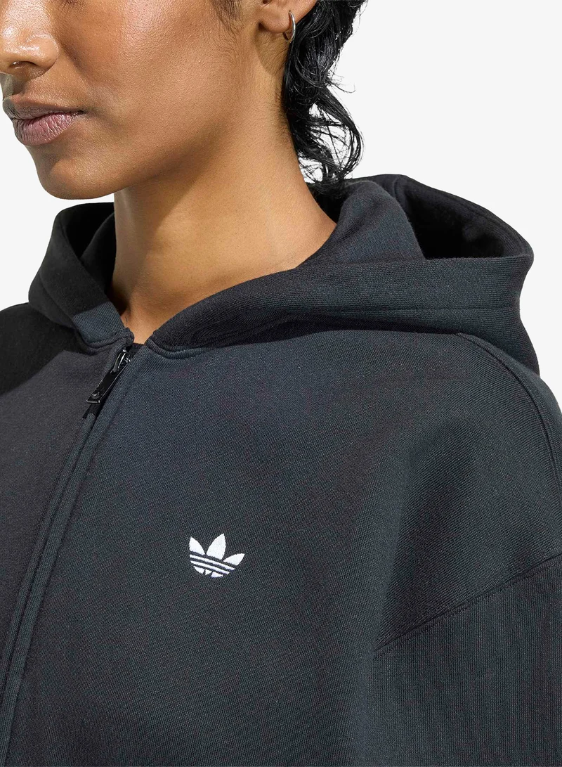 Adidas Originals BLACK Essential Fleece Cropped Hoodie for Women | Best Price UAE