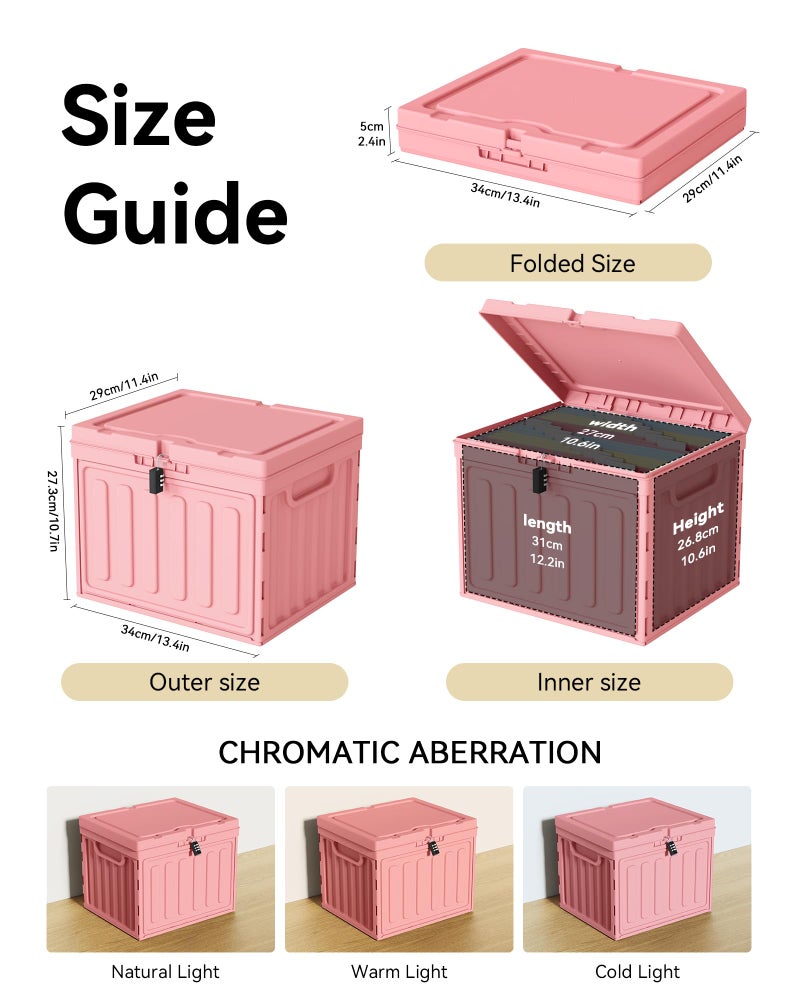 Oterri Plastic File Box with Lid for Letter Size Hanging File Folders, Hanging File Folder Box for Home, Office, School, File Cabinet, Assembly File Organizer, Stackable Storage Bins, Pink - Image 2