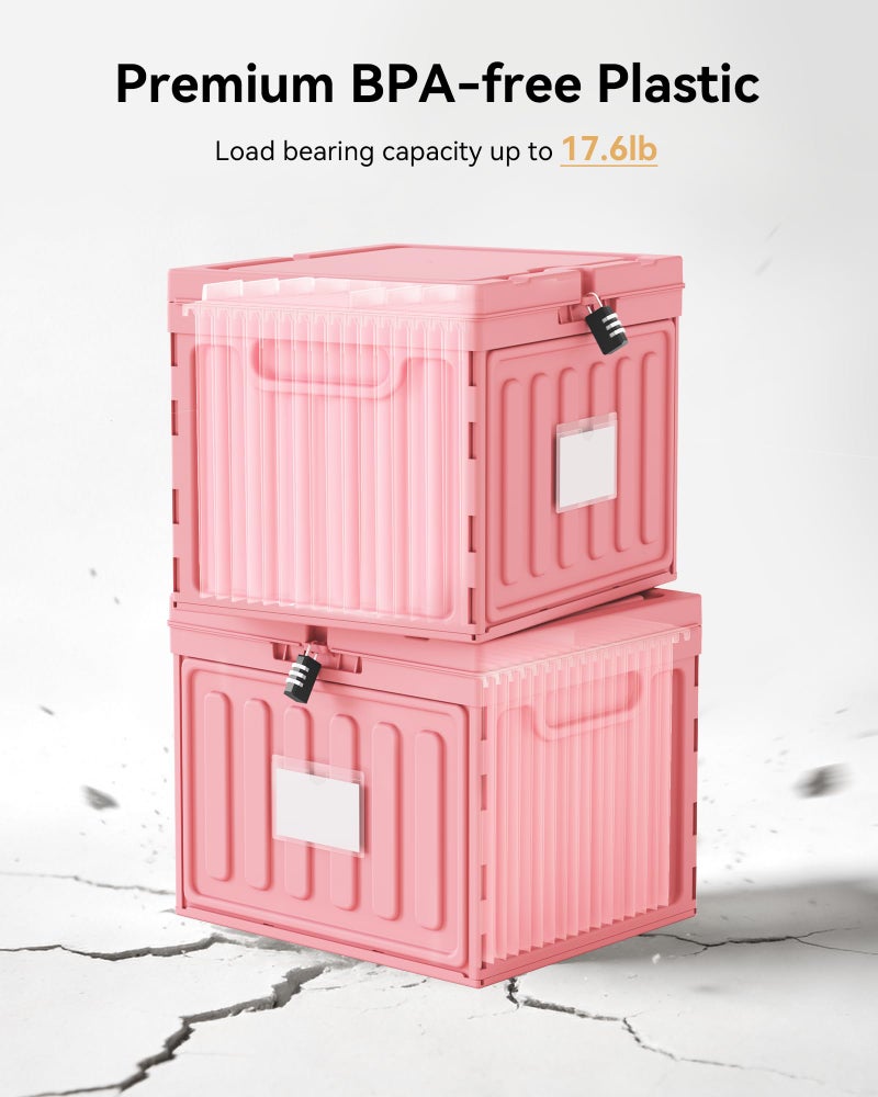 Oterri Plastic File Box with Lid for Letter Size Hanging File Folders, Hanging File Folder Box for Home, Office, School, File Cabinet, Assembly File Organizer, Stackable Storage Bins, Pink - Image 4