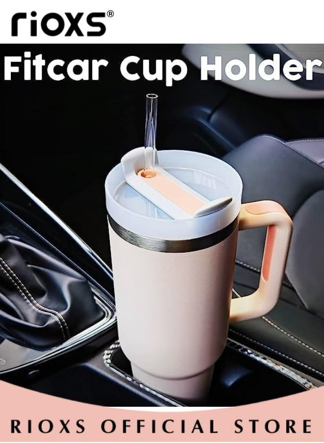 RIOXS - 40oz Tumbler With Handle And Straw, Double Wall Vacuum Water Bottle, Reusable Stainless Steel Insulated Tumbler For Home/ Office/ Car/ Camping, Travel Mug Cupholder, Keep Hot/Cold For Hours, Leak Proof Cup-Light Pink Water Bottle - Image 1