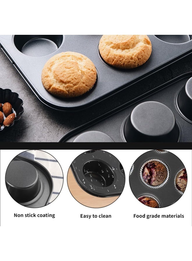 MOMENT Non-Stick Carbon Steel Muffin Pans - Pair Of Cupcake Cookie Sheet Pan Style For Baking, Muffin Pans W/ 12 Cups Cupcake Baking Tray - Image 2