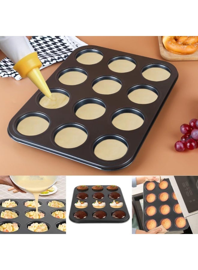 MOMENT Non-Stick Carbon Steel Muffin Pans - Pair Of Cupcake Cookie Sheet Pan Style For Baking, Muffin Pans W/ 12 Cups Cupcake Baking Tray - Image 5