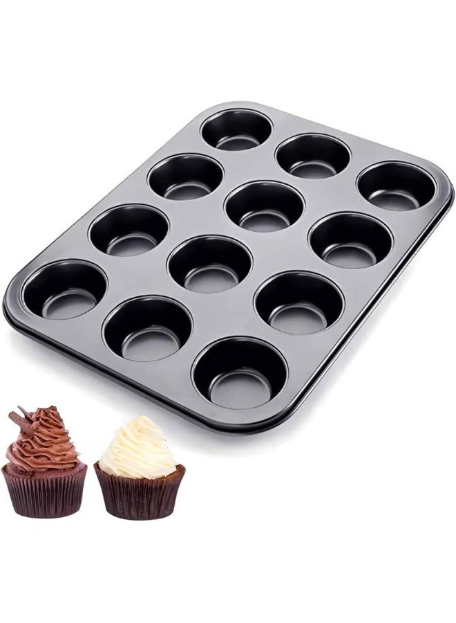 MOMENT Non-Stick Carbon Steel Muffin Pans - Pair Of Cupcake Cookie Sheet Pan Style For Baking, Muffin Pans W/ 12 Cups Cupcake Baking Tray - Image 1