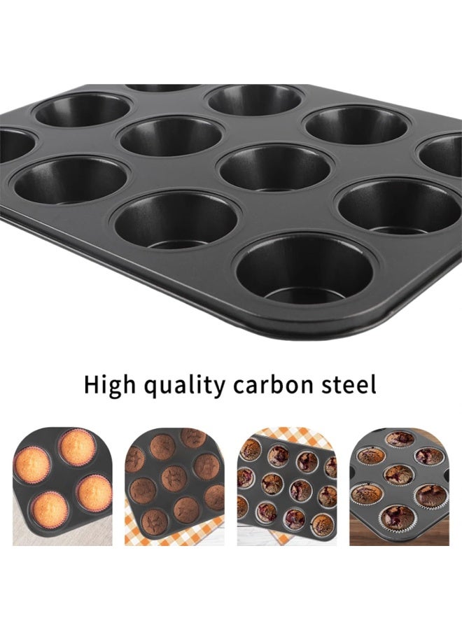 MOMENT Non-Stick Carbon Steel Muffin Pans - Pair Of Cupcake Cookie Sheet Pan Style For Baking, Muffin Pans W/ 12 Cups Cupcake Baking Tray - Image 4