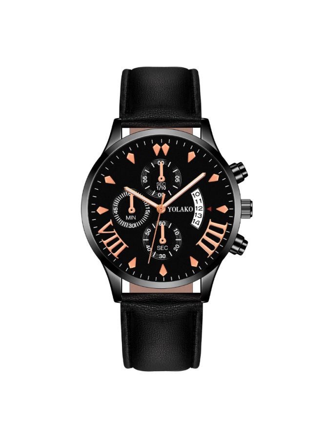 Fashion Three-eye Calendar Men's Watch Strap Quartz Watch