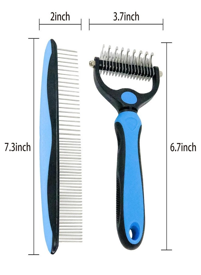 HFLYJPYW Pet Grooming Brush and Metal Comb Combo, Cat Brush Dog Brush for Shedding, Undercoat Rake for Dogs Grooming, Dematting Deshedding Brush Dogs Shedding Tool for Long matted Haired Pets, Gray (Black) - Image 2