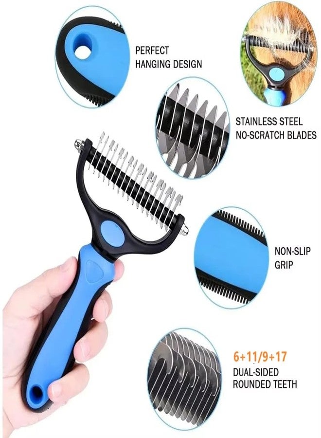 HFLYJPYW Pet Grooming Brush and Metal Comb Combo, Cat Brush Dog Brush for Shedding, Undercoat Rake for Dogs Grooming, Dematting Deshedding Brush Dogs Shedding Tool for Long matted Haired Pets, Gray (Black) - Image 3