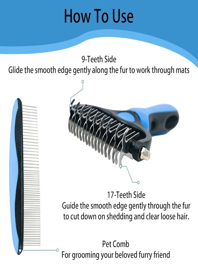 HFLYJPYW Pet Grooming Brush and Metal Comb Combo, Cat Brush Dog Brush for Shedding, Undercoat Rake for Dogs Grooming, Dematting Deshedding Brush Dogs Shedding Tool for Long matted Haired Pets, Gray (Black) - Image 4