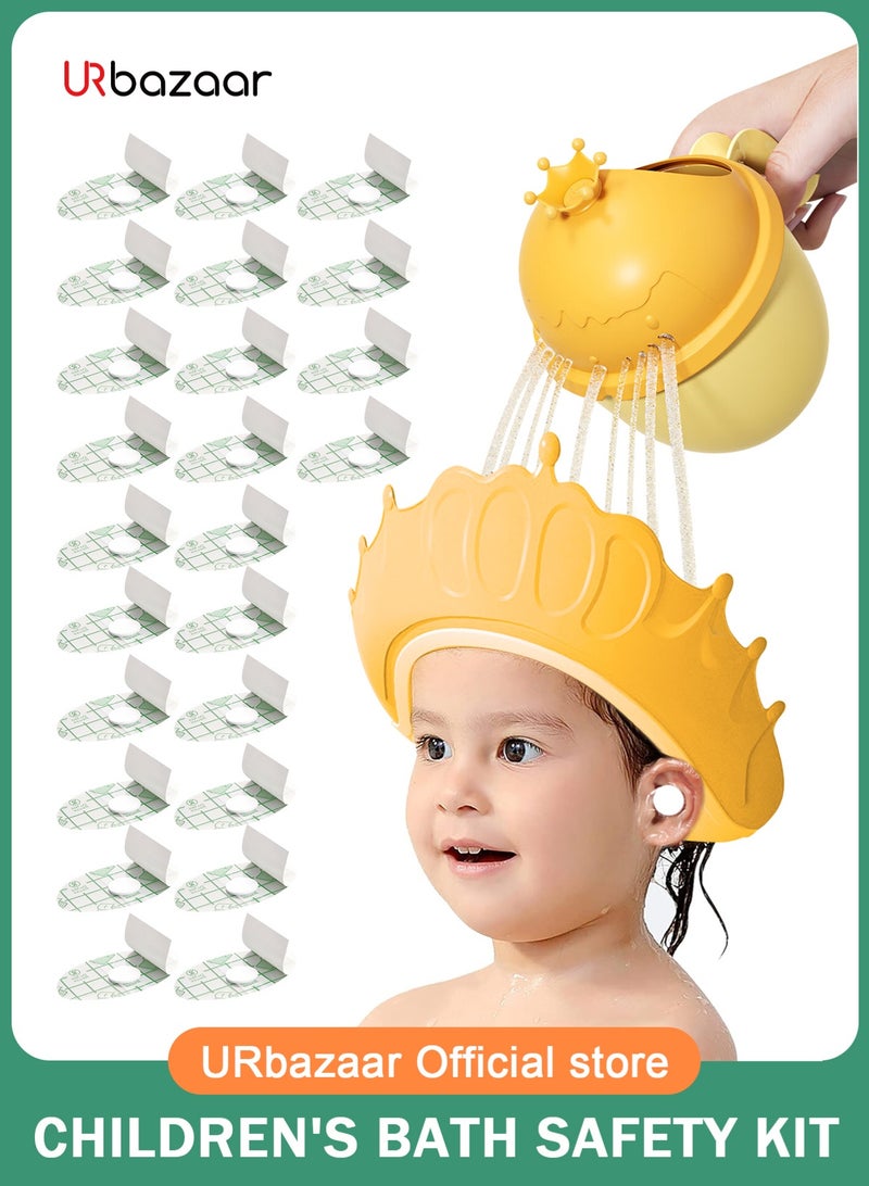 URbazaar 3-Pack Baby Shower Set, Bath Cup, Baby Shower Cap, Baby Waterproof Ear Covers, Safe Shampoo and Bath, Tuitable for Toddlers, Babies, Children - Image 1