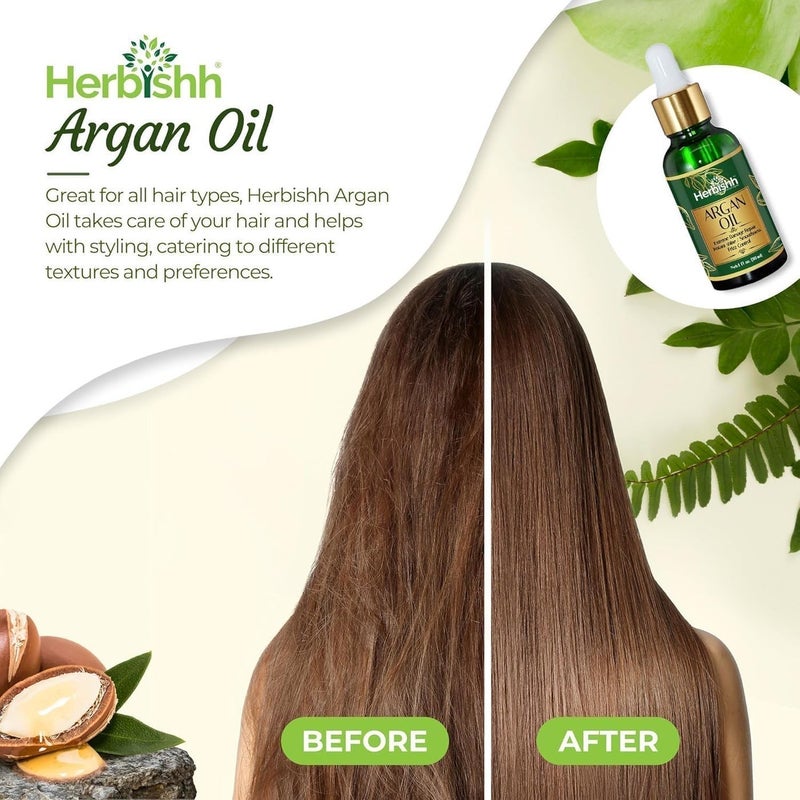 Herbishh Black Hair Colour Shampoo (400ml) with Argan Oil Serum (30ml) - Ammonia Free - Image 2