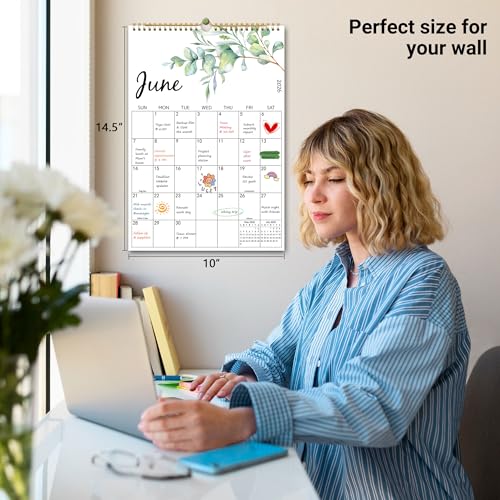 PIOOJK 2026 Wall Calendar, 18 Months Calendar from January 2026 - June 2027, Aesthetic Greenery Large Hanging Calendar with Thick Paper, Perfect for Office Home Monthly Organizing & Planning, 10"×14.5" - Image 4