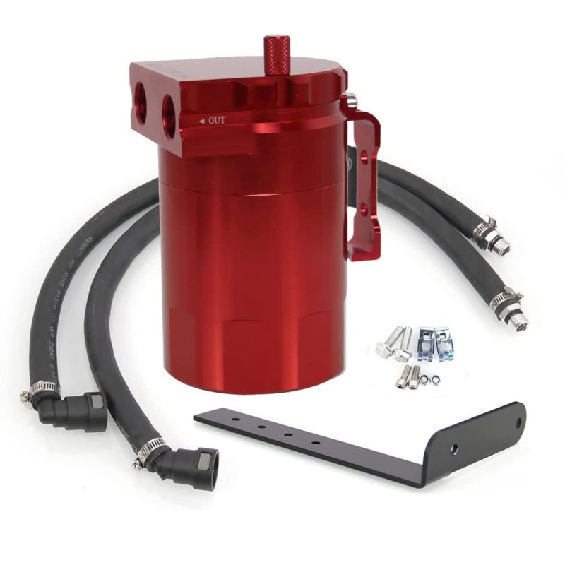 RULLINE Oil Catch Can Kit Oil Separator Reservoir Tank Engine Polish Baffled Compatible with Ford F150 27EB 35EB 50 Passenger Side 20112019 Aluminum Red