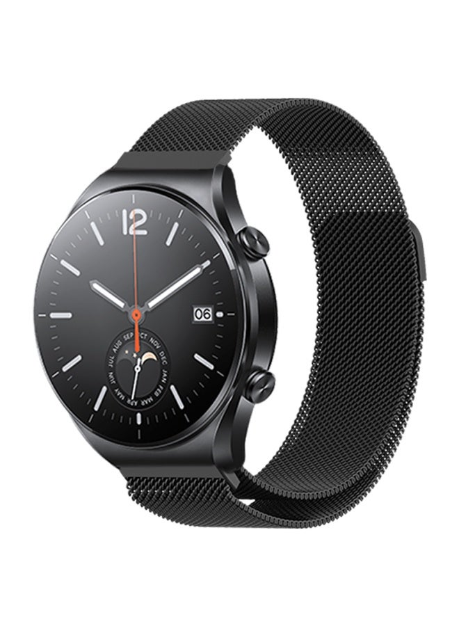 Kmaxai متوافق مع Xiaomi Watch S4/3/2/1، سوار ميلانيزي معدني، لون الإصدار الرياضي/Pro الرياضي، ساعة معصم من الفولاذ المقاوم للصدأ المنسوج، سلسلة ساعة مغناطيسية، أسود - Image 2