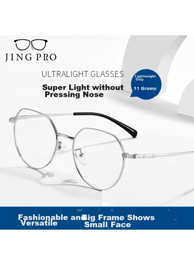 Mirror State Jingbang Myopia Gl For Women, Non-prescription Blue Light Blocking Gl For Men, Polygonal Frame Protective Eyewear, Can Be Fitted With Prescription Lenses, Silver - Image 2