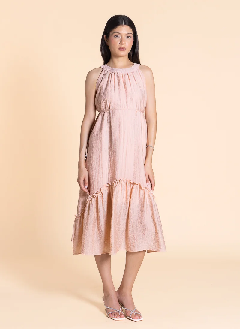 SHAPES Ruffled Halter Midi Dress