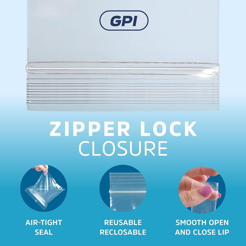 GPI POLY GPI 2" x 6" Zip Bags, 1000 Count, 2 Mil Clear Plastic Reclosable Zipper Baggies - Image 3