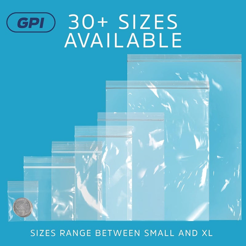 GPI POLY GPI 2" x 6" Zip Bags, 1000 Count, 2 Mil Clear Plastic Reclosable Zipper Baggies - Image 5
