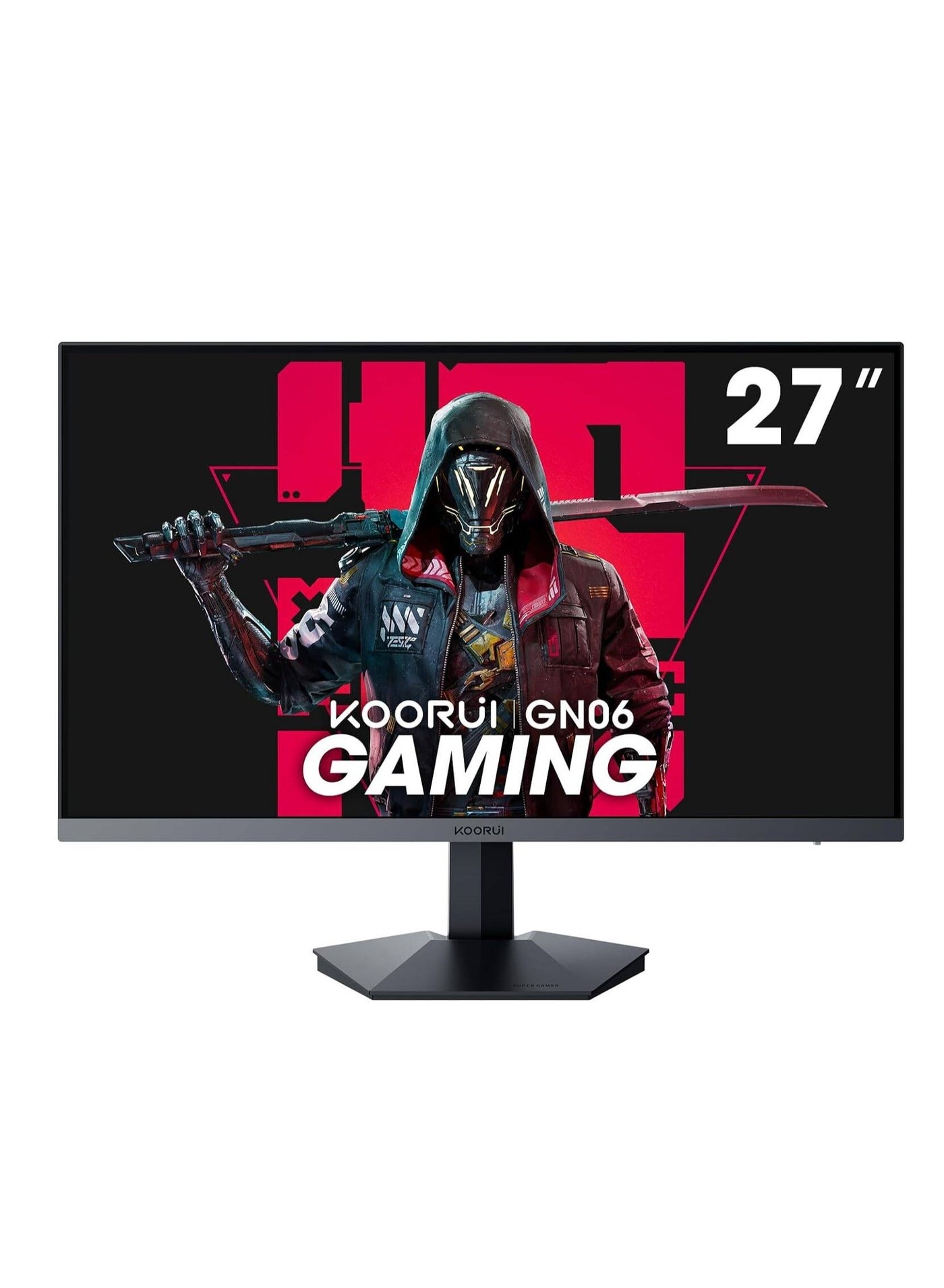 KOORUI GN06 Gaming Monitor, 27" FHD IPS Display, 165Hz Refresh Rate, 1ms (GtG) Response Time, Crosshair Function, 16.7M Colors, Free-Sync & G-Sync Technologies, Black | GN06