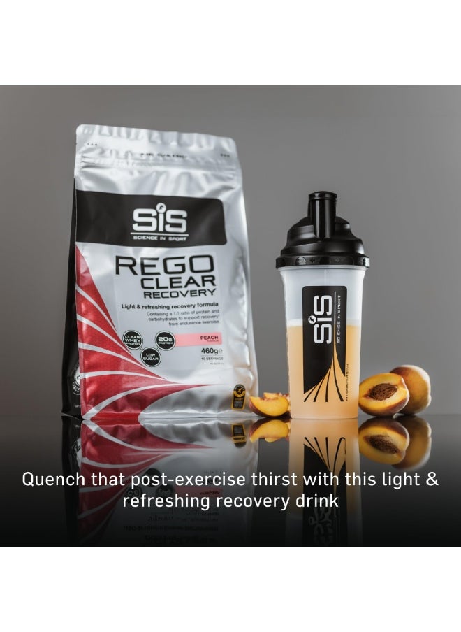 SIS REGO CLEAR Recovery, LIGHT AND REFRESHING RECOVERY FORMULA, CONTAINING A 1:1 RATIO OF PROTEIN AND CARBOHYDRATES TO SUPPORT RECOVERY FROM ENDURANCE EXCERCISE, PEACH FLAVOUR, 460G 10 SERVINGS  - Image 2