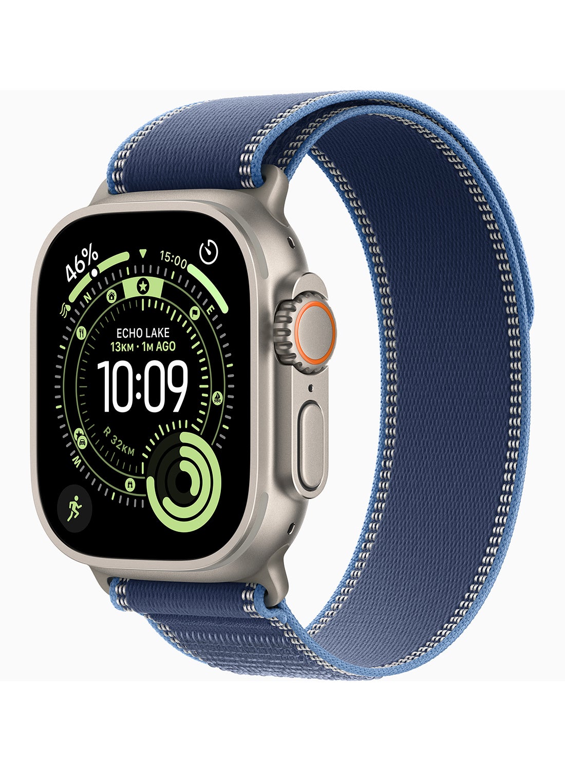 Apple Watch Ultra 3 GPS + Cellular 49mm (Middle East Version) Natural Titanium Case With Blue/Bright Blue Trail Loop - M/L