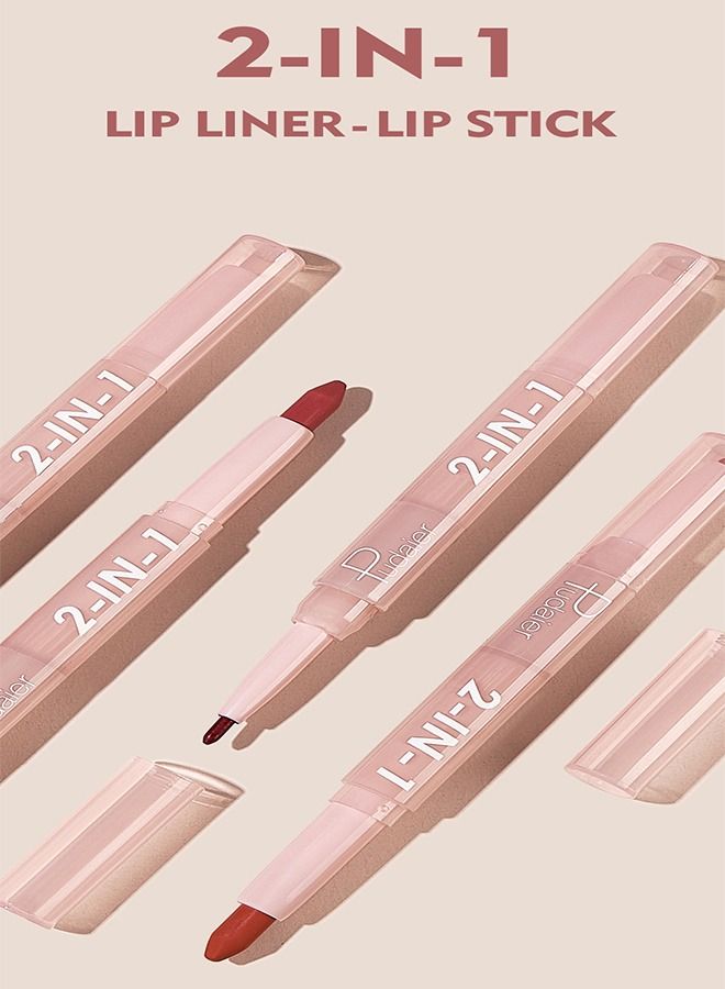 بوداير 2 في 1 أحمر شفاه غير لامع وكاشف شفاه ثنائي، تتميز أداة المكياج بأحمر شفاه ملتف وبطانة شفاه لارتداء طويل، تجعل شفتيك أكثر سلاسة وتجعل الشفاه طبيعية (01) - Image 2