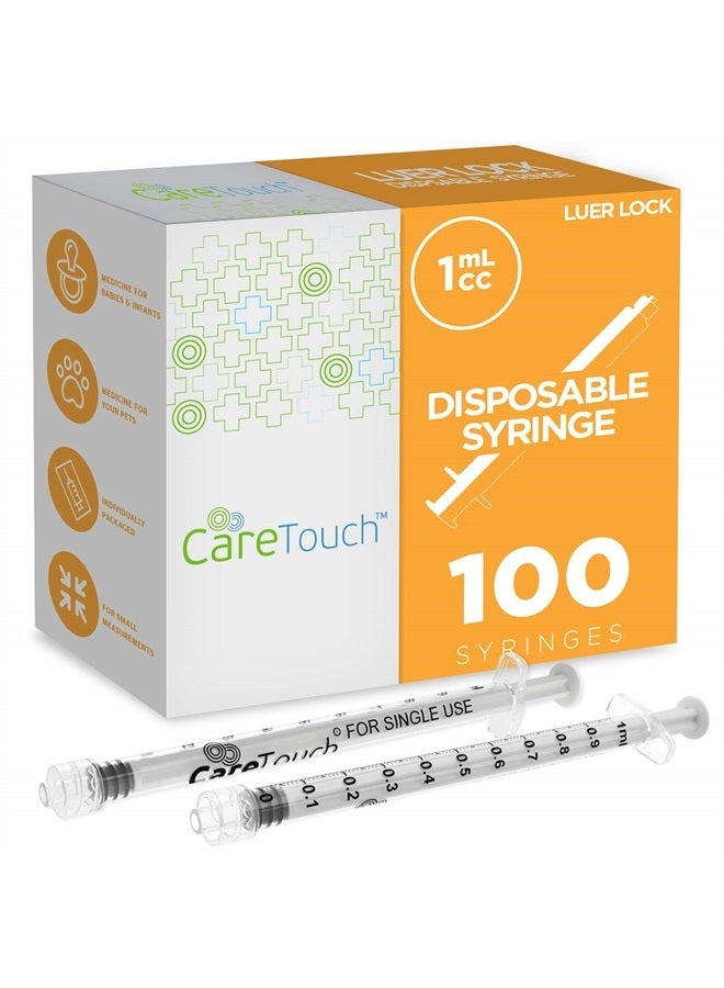 Care Touch CTSLL1-VC Syringe with Luer Lock Tip, 1ml, 100 Syringes without a Needle - Image 1
