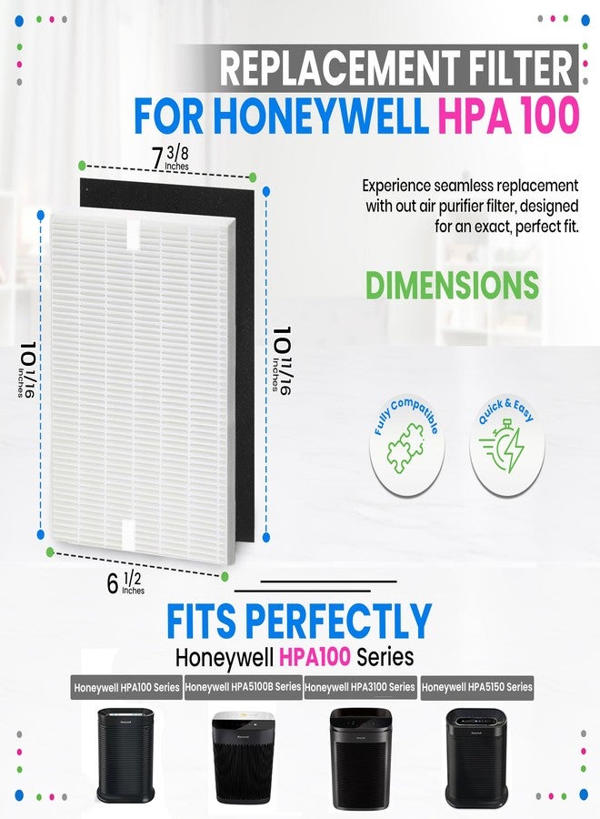 Bagean HPA100 Replacement Filter for Honeywell Air Purifier - Compatible with Honeywell R Filter Replacement - H13 True HEPA with Carbon Filters 99.98% of Particles & Purifies Air (2 HEPA + 8 Carbon) - Image 3