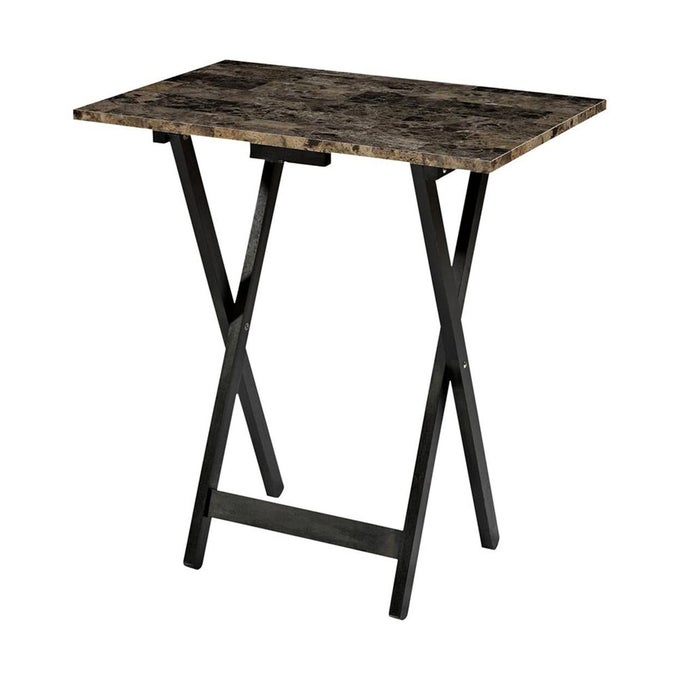 Home Decor Tray Table Set Faux Marble Brown