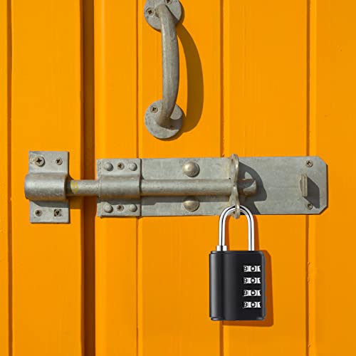 Kenning 10 Pcs Combination Padlock 4 Digit Combination Lock with Keys Locker Resetable Security Outdoor Waterproof Gate Lock for School Sports Gym Locker Employee Fence Case (Silver and Black) - Image 5