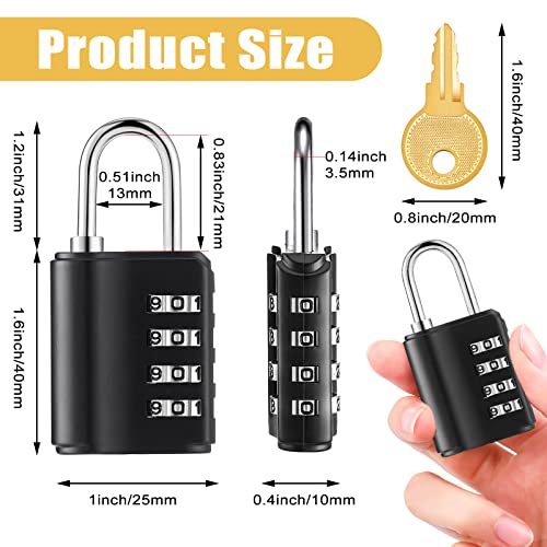 Kenning 10 Pcs Combination Padlock 4 Digit Combination Lock with Keys Locker Resetable Security Outdoor Waterproof Gate Lock for School Sports Gym Locker Employee Fence Case (Silver and Black) - Image 2