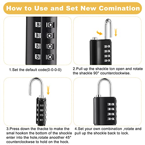 Kenning 10 Pcs Combination Padlock 4 Digit Combination Lock with Keys Locker Resetable Security Outdoor Waterproof Gate Lock for School Sports Gym Locker Employee Fence Case (Silver and Black) - Image 3