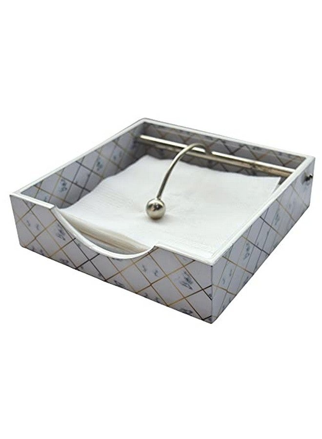 Tranquil Square Modern White Marble and Gold Design Napkin Holder Tissue Paper Rack for Kitchen Dining - Image 5