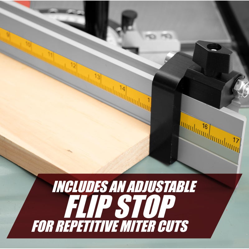 Fulton Woodworking Tools Fulton Universal Aluminum Miter Gauge Fence with an Aluminum Flip Stop 17â€ Left Reading Tape 17â€ Right Reading Tape - Image 5