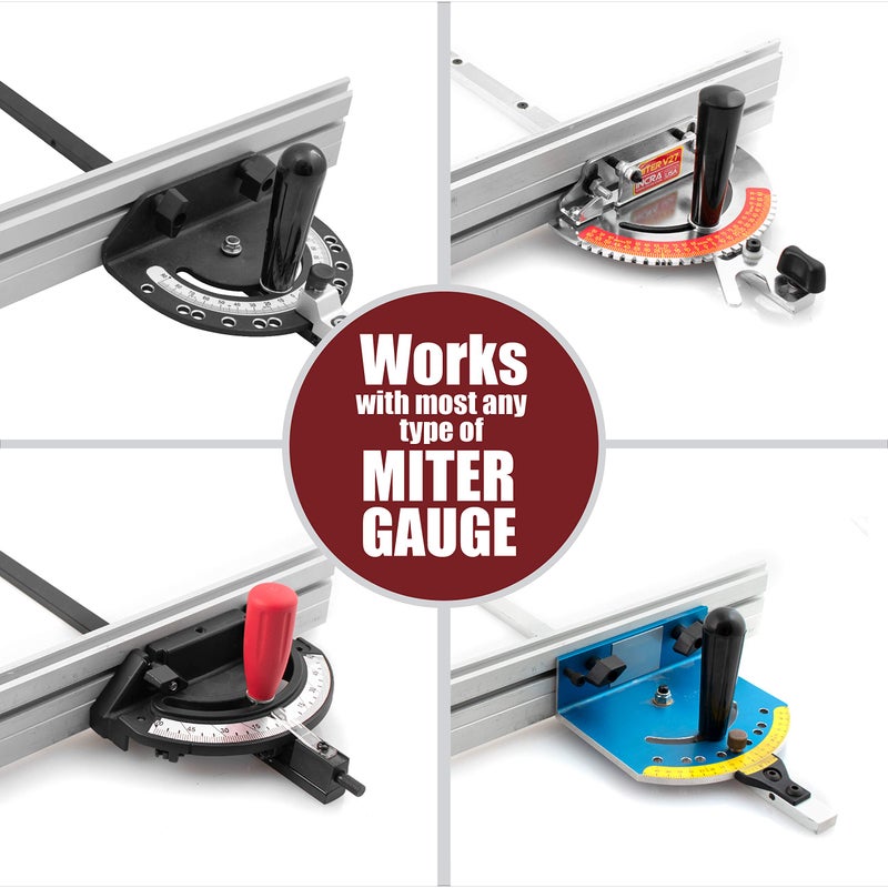 Fulton Woodworking Tools Fulton Universal Aluminum Miter Gauge Fence with an Aluminum Flip Stop 17â€ Left Reading Tape 17â€ Right Reading Tape - Image 2
