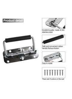 KASTWAVE 2pcs Stainless Spring Folding Handle, with Rubber Grip Metal Lifting Box Handle Heavy Duty, Tool Box Handles, Chest Ring Pull Handle, Stainless Stee, for Toolbox Replacement, Storage Boxes  - Image 1