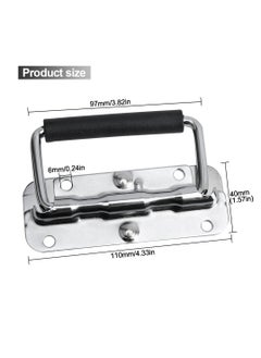 KASTWAVE 2pcs Stainless Spring Folding Handle, with Rubber Grip Metal Lifting Box Handle Heavy Duty, Tool Box Handles, Chest Ring Pull Handle, Stainless Stee, for Toolbox Replacement, Storage Boxes  - Image 5
