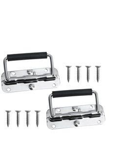 KASTWAVE 2pcs Stainless Spring Folding Handle, with Rubber Grip Metal Lifting Box Handle Heavy Duty, Tool Box Handles, Chest Ring Pull Handle, Stainless Stee, for Toolbox Replacement, Storage Boxes  - Image 4
