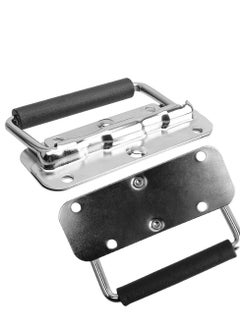 KASTWAVE 2pcs Stainless Spring Folding Handle, with Rubber Grip Metal Lifting Box Handle Heavy Duty, Tool Box Handles, Chest Ring Pull Handle, Stainless Stee, for Toolbox Replacement, Storage Boxes  - Image 2