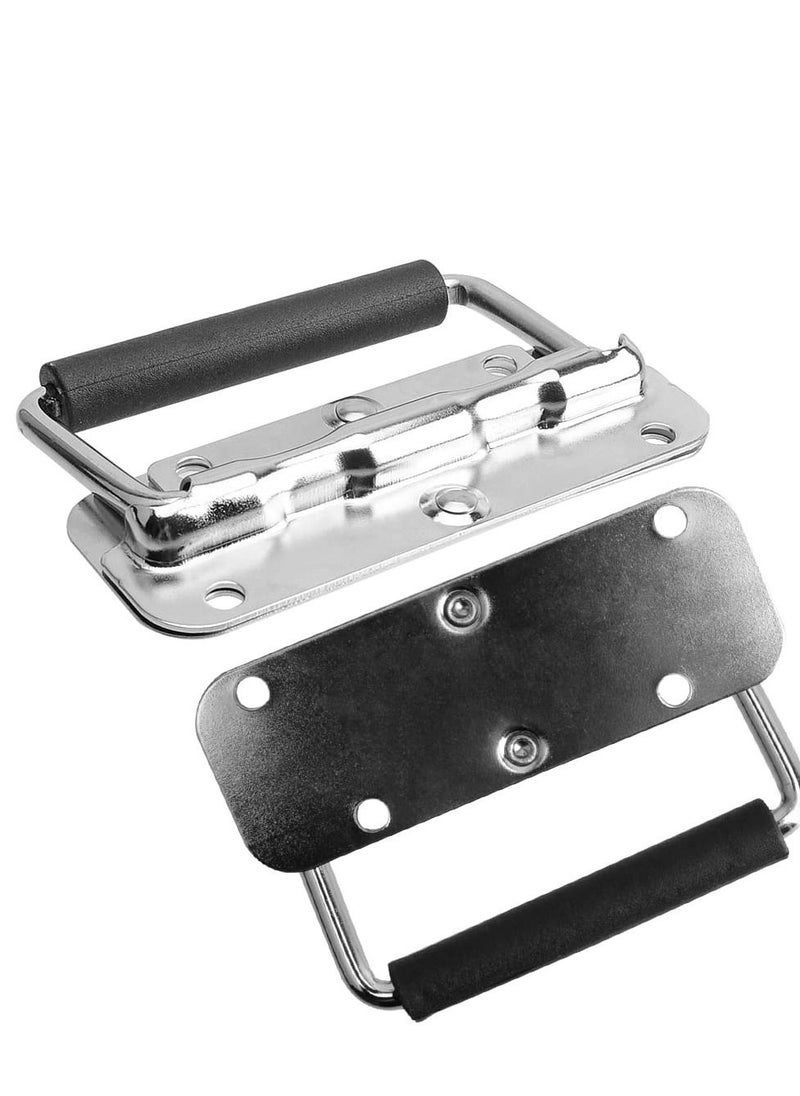 KASTWAVE - 2pcs Stainless Spring Folding Handle, with Rubber Grip Metal Lifting Box Handle Heavy Duty, Tool Box Handles, Chest Ring Pull Handle, Stainless Stee, for Toolbox Replacement, Storage Boxes - Image 1