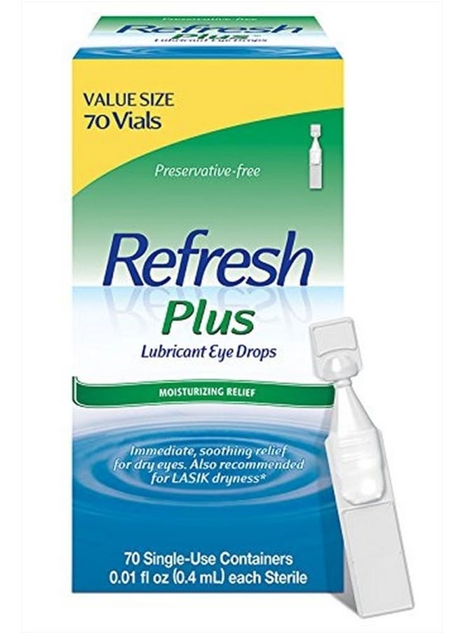 REFRESH - Plus Lubricant Eye Drops, Value Size, 70-0.01 Fluid Ounce (0.4 ml) Containers - Image 1