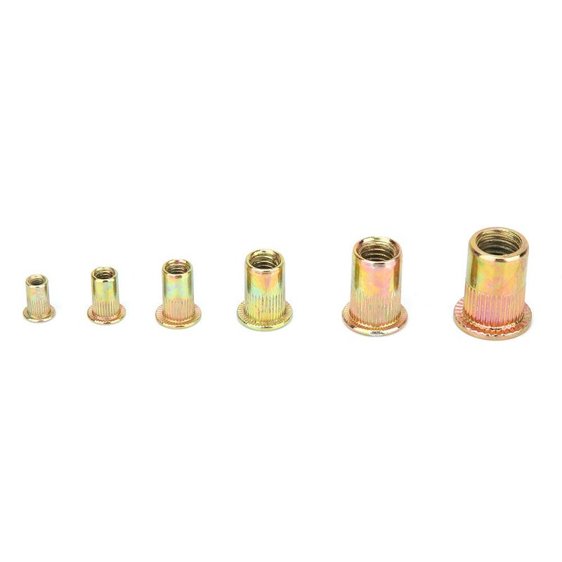 Haofy 180pcs M3 M10 Rivet Nut Kit, Zinc Plated Carbon Steel Flat Head Threaded Insert Nutsert, with Plastic Organizer Box for Steel Plastic Fiberglass - Image 3