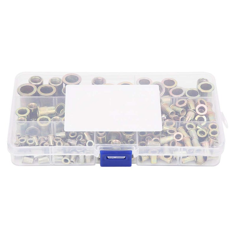 Haofy 180pcs M3 M10 Rivet Nut Kit, Zinc Plated Carbon Steel Flat Head Threaded Insert Nutsert, with Plastic Organizer Box for Steel Plastic Fiberglass - Image 4