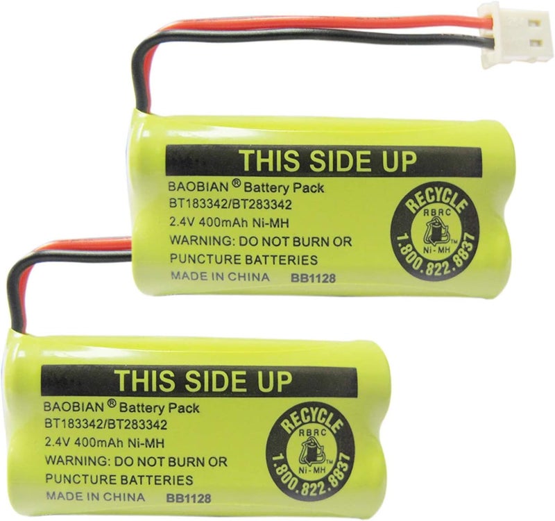 BAOBIAN 2.4V 400mAh Cordless Home Phone Battery Pack for AT&T and VTech (Pack of 2) - Image 1