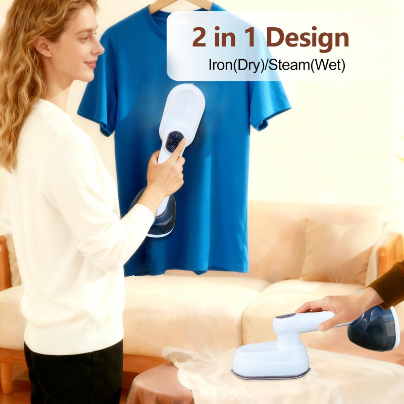 Yokgrass 2 in 1 Steamer & Iron,1200W Portable Travel Garment Steamer for Clothes, 7.8OZ Large Tank, Handheld Wrinkle Remover, 25S Fast Heat-up, Quick Wrinkle Remover, Compact Size for Travel - Image 3