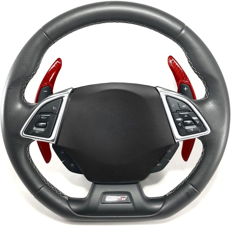 iJDMTOY Red Carbon Fiber Paddle Shifter Extensions for Chevy Corvette and Camaro - Image 3