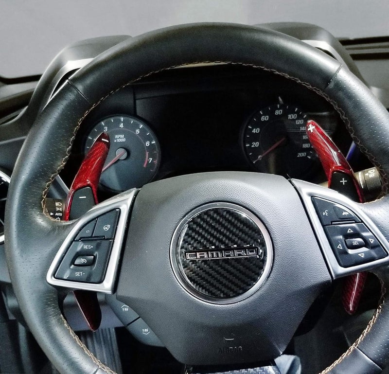 iJDMTOY Red Carbon Fiber Paddle Shifter Extensions for Chevy Corvette and Camaro - Image 4