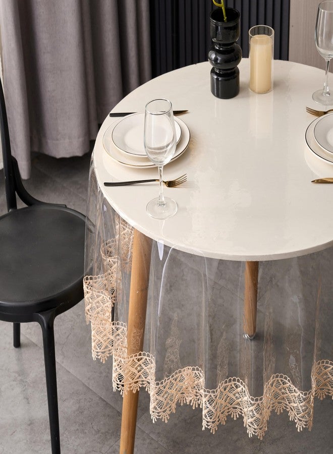 Pioggia غطاء طاولة شفاف من الفينيل، مقاوم للماء والزيوت، مصنوع من مادة PVC، غطاء طاولة شفاف (قطر 90 بوصة) - Image 3