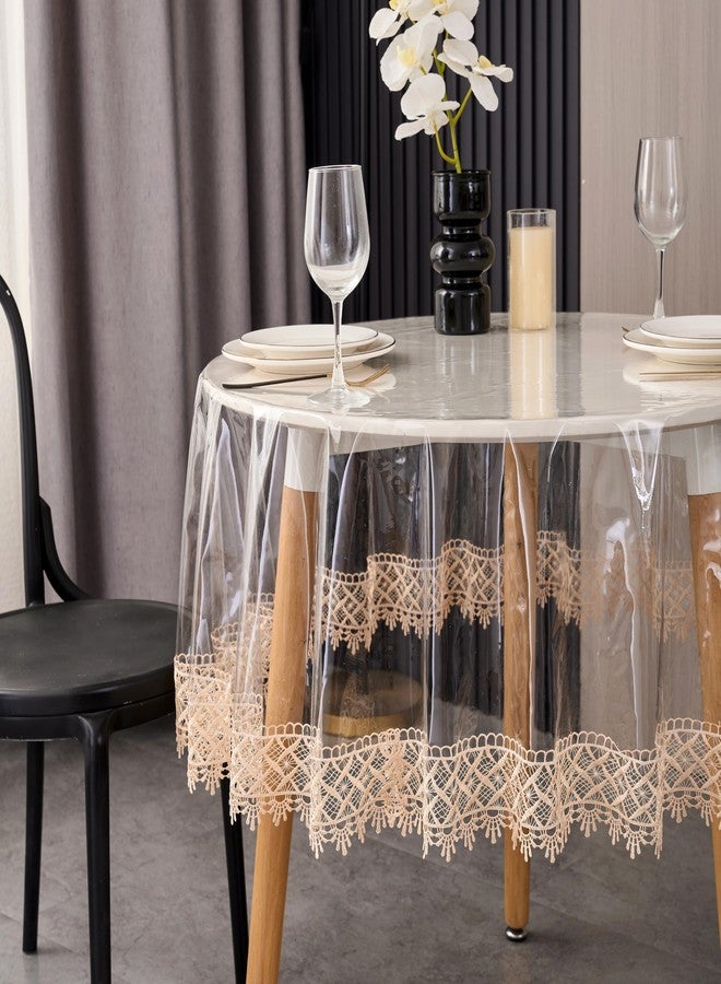 Pioggia غطاء طاولة شفاف من الفينيل، مقاوم للماء والزيوت، مصنوع من مادة PVC، غطاء طاولة شفاف (قطر 90 بوصة) - Image 2