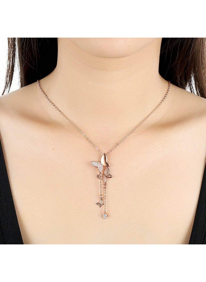 يو بيلا سلسلة فراشة أنيقة مطلية بالذهب الوردي من يوبيلا للنساء (YBNK_5658) - Image 2